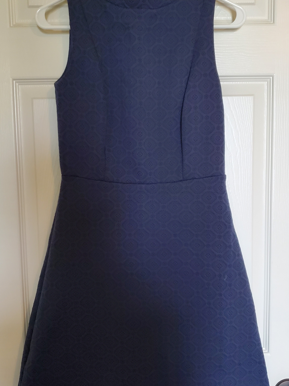 LOFT Sleeveless Navy Textured Midi Dress